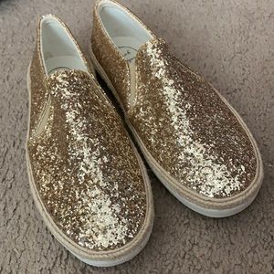 Gold glitter jack roger slip ons